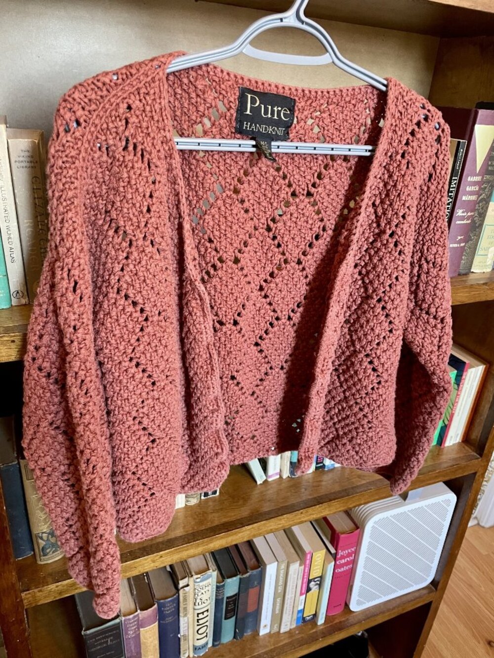 Hand Knit Mauve Cardigan Small